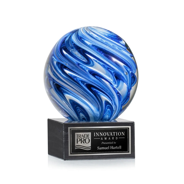 The mesmerizing Naples Art Glass Award features blue and white swirls... from ASI 84592 St Regis Group / St Regis