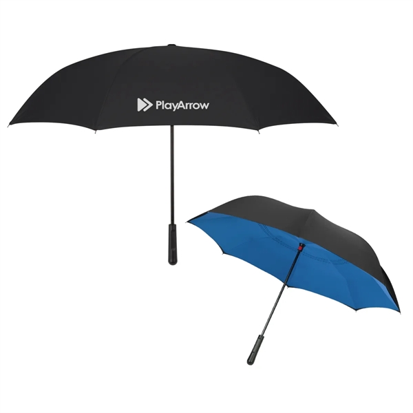 Black manual open umbrella with inverted design, 48" arc and metal... from ASI 61125 Hit Promotional Products / Hit®