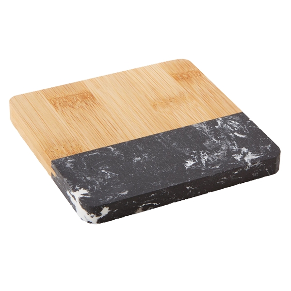 Bamboo and Marble Coaster Set with EVA pads on the bottom... from ASI 52840 Evans Manufacturing