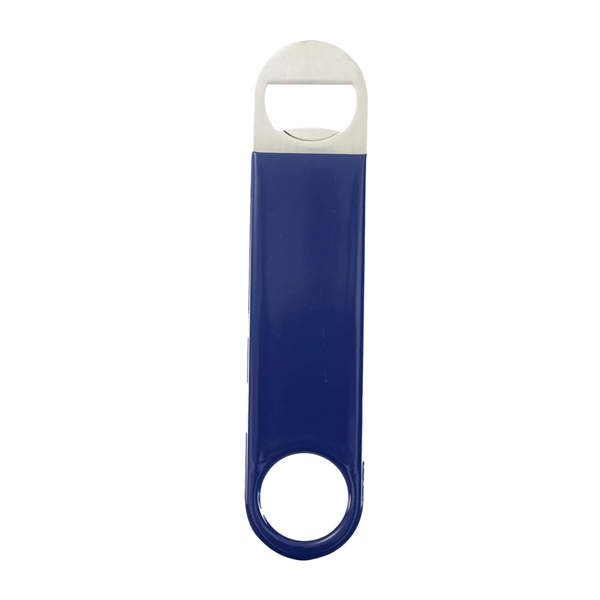 Stainless steel paddle bottle opener with vinyl sleeve... from ASI 52840 Evans Manufacturing