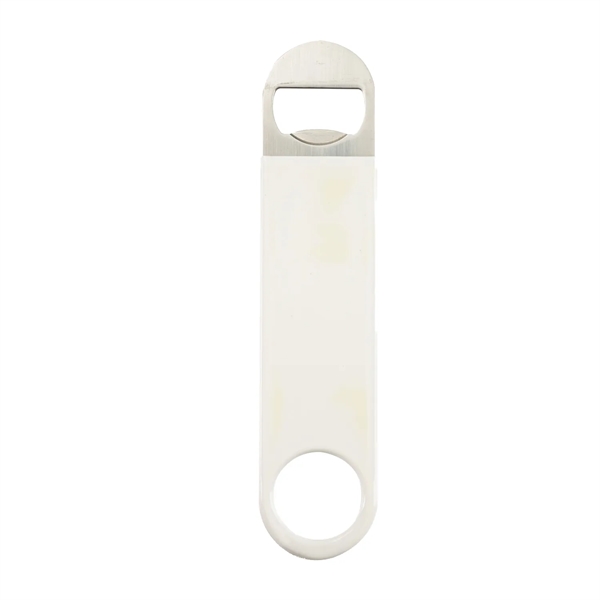 Stainless steel paddle bottle opener with vinyl sleeve... from ASI 52840 Evans Manufacturing