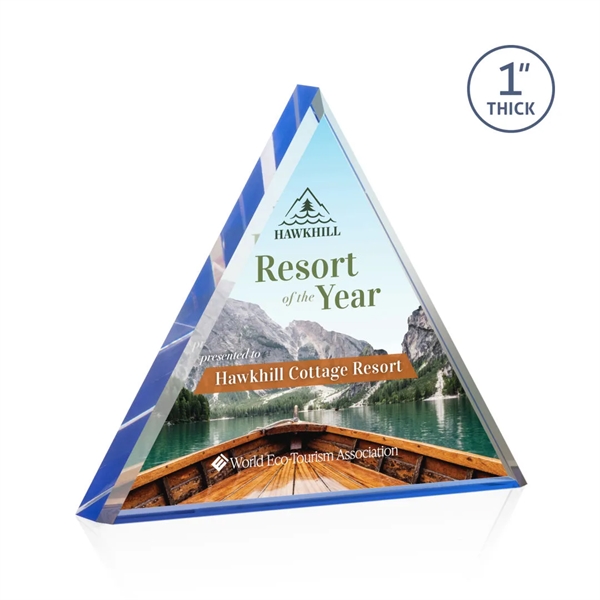 The brilliant **1" thick** freestanding Brighton Pyramid Sapphire Acrylic VividPrint™ Award... from ASI 84592 St Regis Group / St Regis