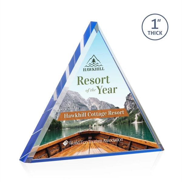 The brilliant **1" thick** freestanding Brighton Pyramid Sapphire Acrylic VividPrint™ Award... from ASI 84592 St Regis Group / St Regis