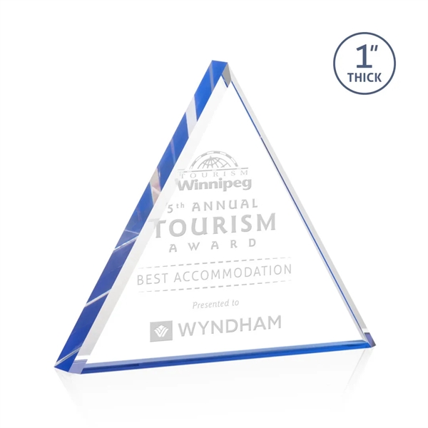 The brilliant **1" thick** freestanding Brighton Pyramid Sapphire Acrylic Award features... from ASI 84592 St Regis Group / St Regis