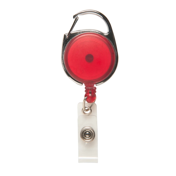 Retractable badge holder with metal carabiner-style clip on top keeps your... from ASI 52840 Evans Manufacturing
