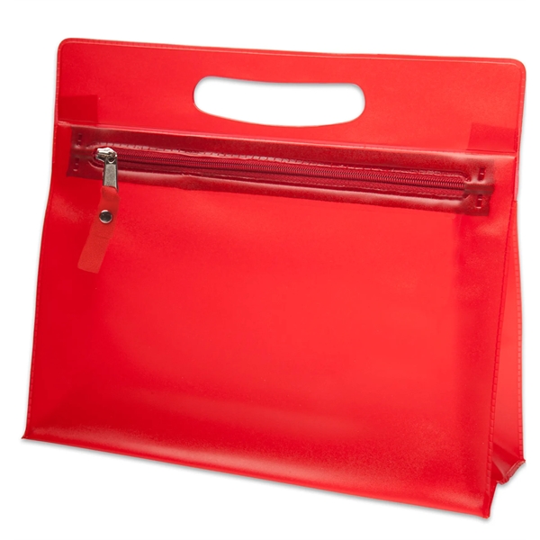 Vanity makeup cosmetic bag made from colorful transparent PVC material.... from ASI 52840 Evans Manufacturing