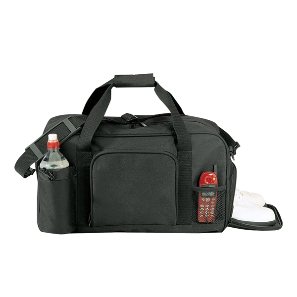 600D polyester w/heavy vinyl backing duffel bag. Main compartment with two-way... from ASI 41511 Brainchild USA Inc / BrainChild Gift Club