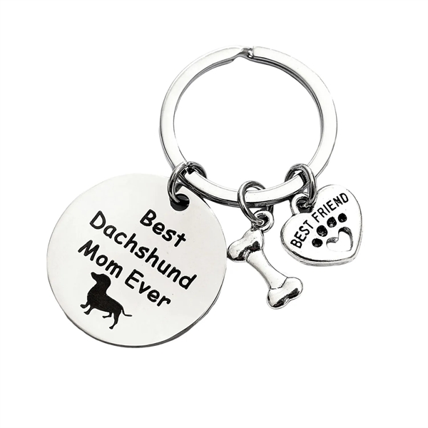 Stainless steel round pet logo keychain plus laser engraving on 1... from ASI 37218 Athena Promo (tm)