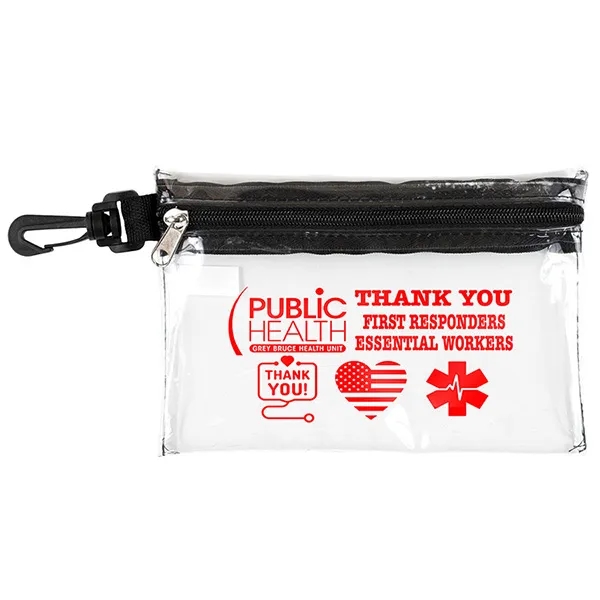 12 piece safety kit with a zippered pouch and carabineer attachment.... from ASI 62660 Innovation Line