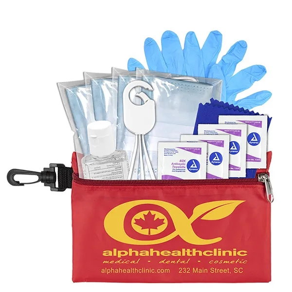 12 piece safety kit with a zippered pouch and carabineer attachment.... from ASI 62660 Innovation Line