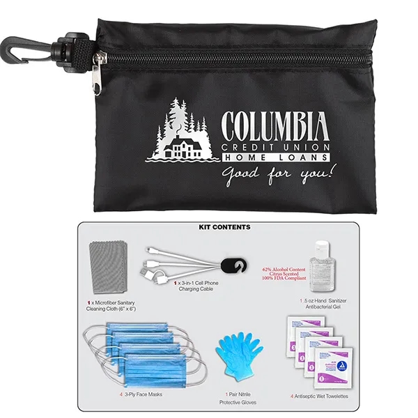 12 piece safety kit with a zippered pouch and carabineer attachment.... from ASI 62660 Innovation Line