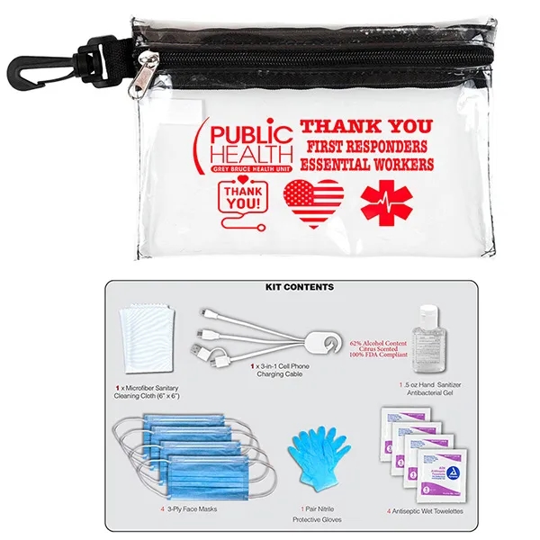 12 piece safety kit with a zippered pouch and carabineer attachment.... from ASI 62660 Innovation Line