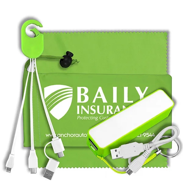 Tech kit with a microfiber cleaning cloth, 2200mAh power bank with... from ASI 62660 Innovation Line