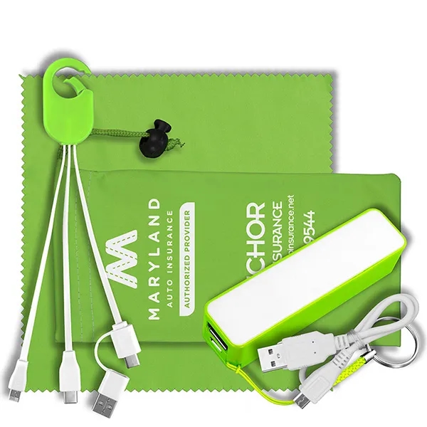 Tech kit with a microfiber cleaning cloth, 2200mAh power bank with... from ASI 62660 Innovation Line