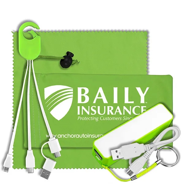 Tech kit with a microfiber cleaning cloth, 2200mAh power bank with... from ASI 62660 Innovation Line
