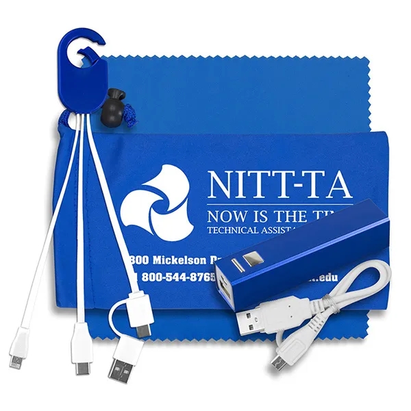 Tech kit with a microfiber cleaning cloth, power bank and charging... from ASI 62660 Innovation Line