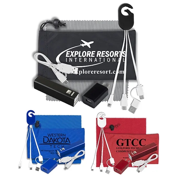 Tech kit with a microfiber cleaning cloth, USB wall charger and... from ASI 62660 Innovation Line