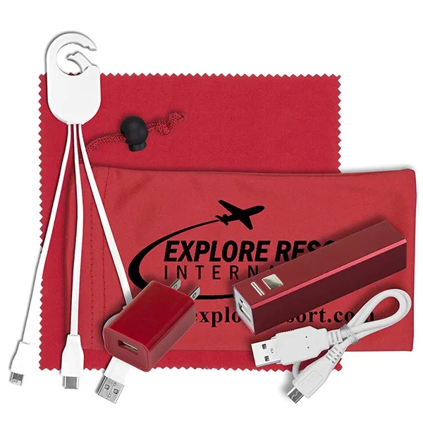 Tech kit with a microfiber cleaning cloth, USB wall charger and... from ASI 62660 Innovation Line