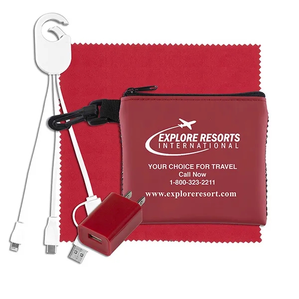 Tech kit with a 6" x 6" microfiber cleaning cloth, USB... from ASI 62660 Innovation Line