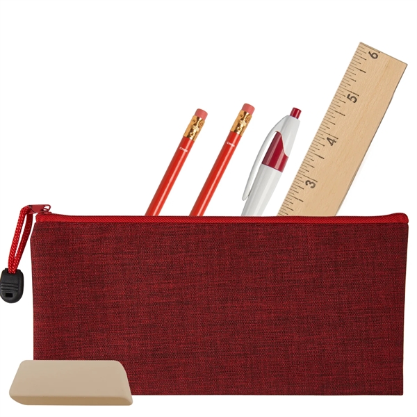 School kit with zippered pouch, pencils, pen, eraser and 6" wooden... from ASI 52840 Evans Manufacturing
