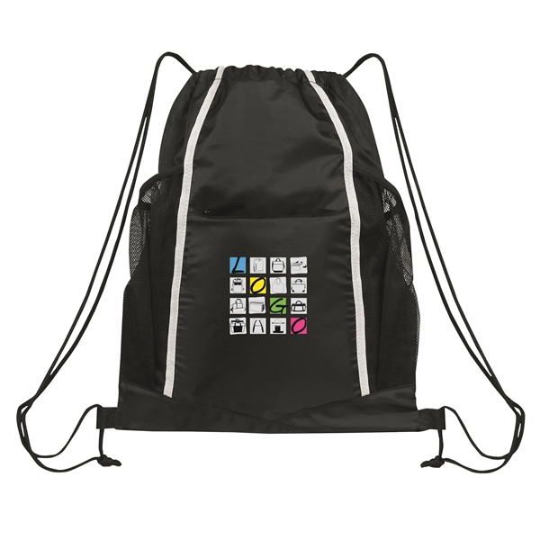 Drawstring sport pack with mesh bottle side pockets.... from ASI 46420 Continental Mkting Svc Inc