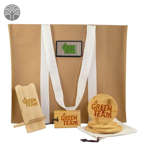 Gogreen kit with a tote bag, luggage tag, wireless charging dock,... from ASI 57653 Gold Bond