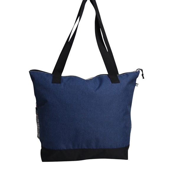 rPET heathered polycanvas, zip tote with dual mesh water bottle pockets... from ASI 79384 Preferred Nation Inc