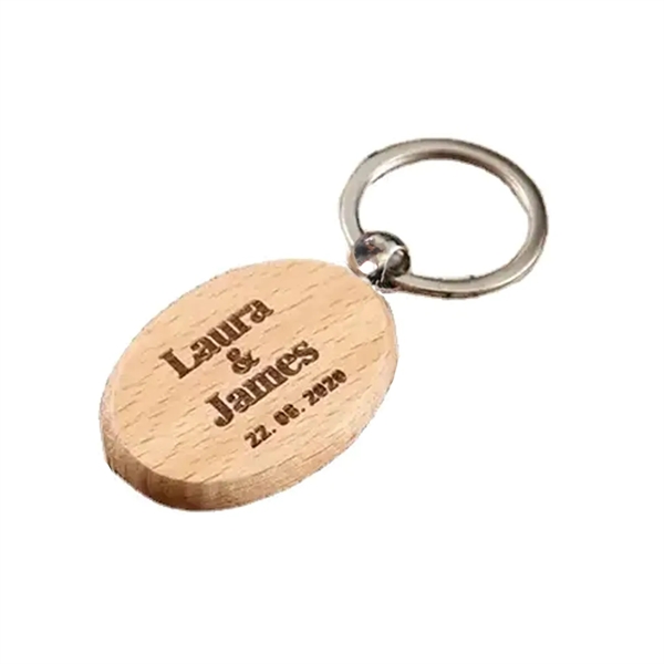 Oval shaped wooden keychain plus laser engraving on 1 location... from ASI 37218 Athena Promo (tm)