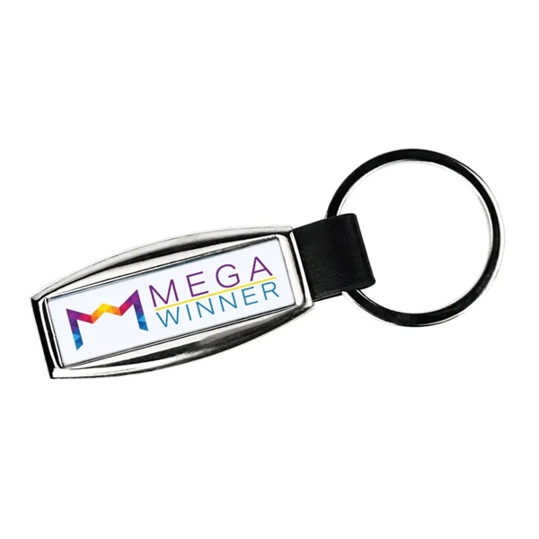 Silver Key Tag with Black Leather Accent is a great promotional... from ASI 73871 Next Promotions LLC