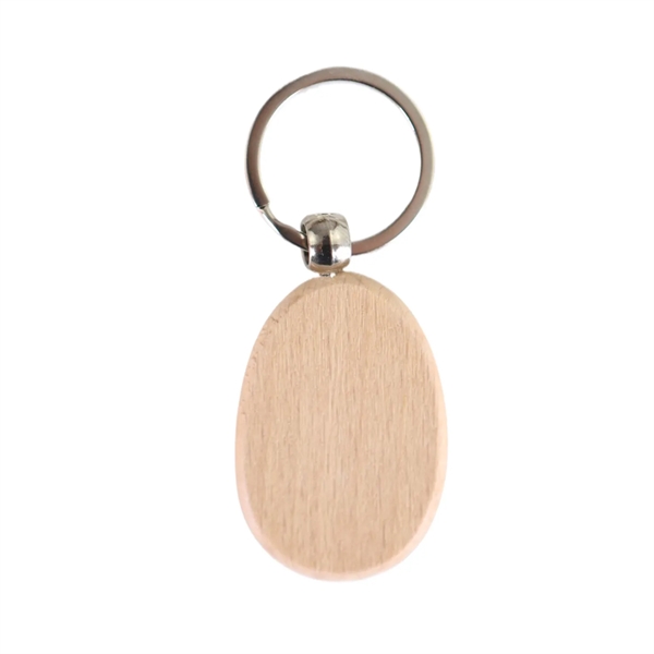 Egg shaped wooden keychain plus laser engraving on 1 location... from ASI 37218 Athena Promo (tm)