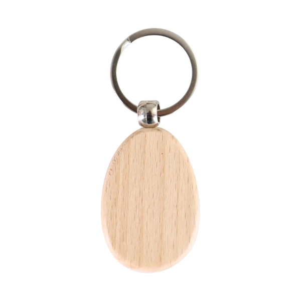 Egg shaped wooden keychain plus laser engraving on 1 location... from ASI 37218 Athena Promo (tm)