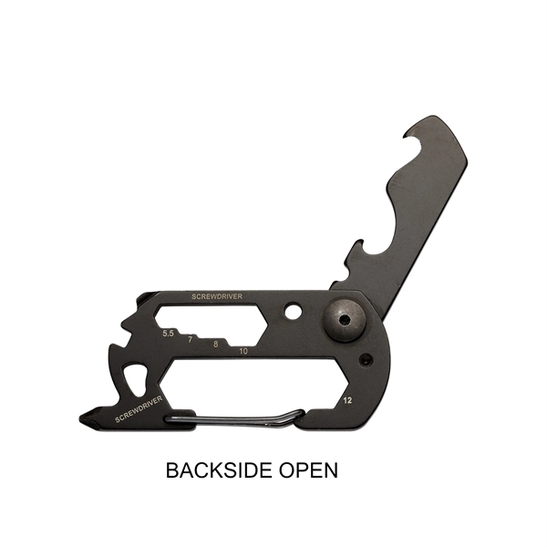 A 2.6" long keychain-sized carabiner multi tool with a durable stainless-steel... from ASI 46170 Compass Industries Inc