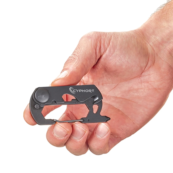 A 2.6" long keychain-sized carabiner multi tool with a durable stainless-steel... from ASI 46170 Compass Industries Inc