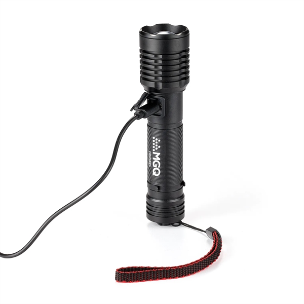 A modern tactical rechargeable flashlight with USB-C quick charging at just... from ASI 46170 Compass Industries Inc