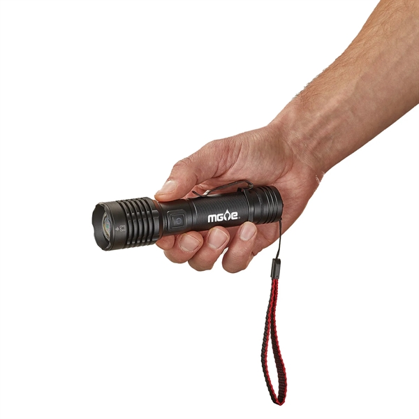 A modern tactical rechargeable flashlight with USB-C quick charging at just... from ASI 46170 Compass Industries Inc