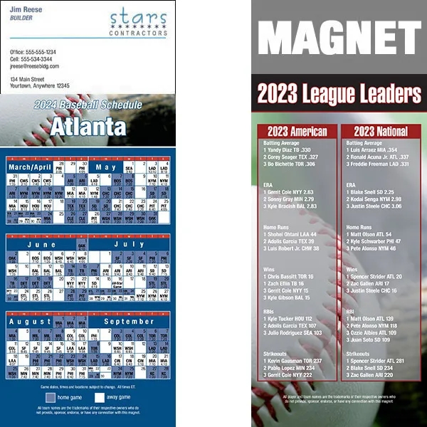 Full color pro baseball schedule strip magnets.... from ASI 46719 Corner Lot Marketing Inc / CLMPromotions