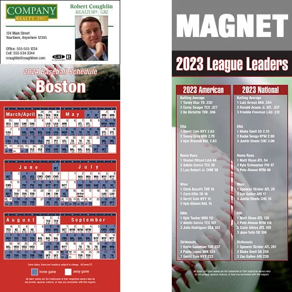 Full color pro baseball schedule strip magnets.... from ASI 46719 Corner Lot Marketing Inc / CLMPromotions