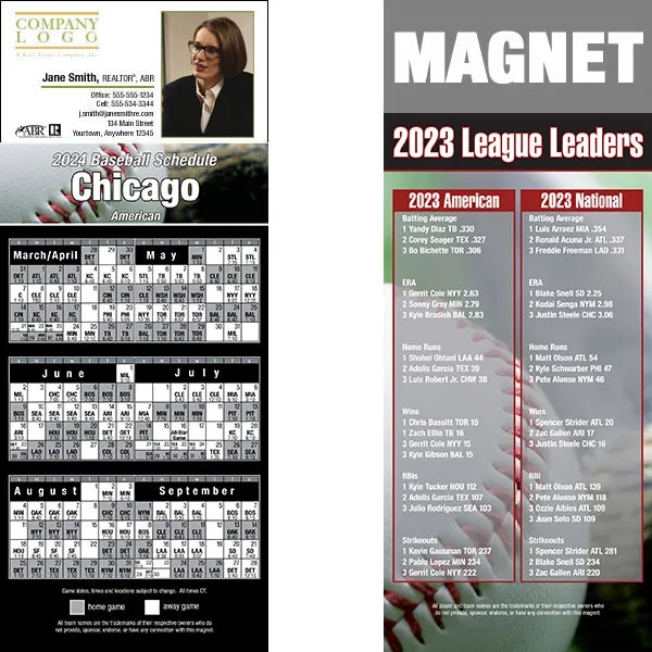 Full color pro baseball schedule strip magnets.... from ASI 46719 Corner Lot Marketing Inc / CLMPromotions