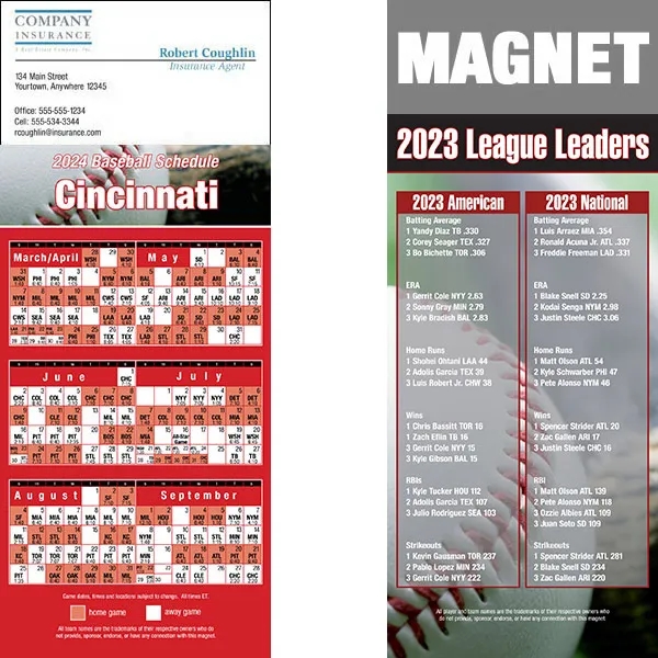 Full color pro baseball schedule strip magnets.... from ASI 46719 Corner Lot Marketing Inc / CLMPromotions