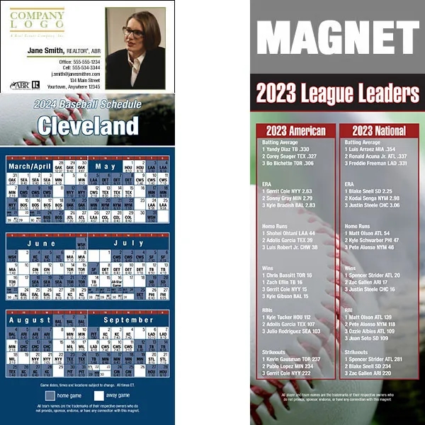 Full color pro baseball schedule strip magnets.... from ASI 46719 Corner Lot Marketing Inc / CLMPromotions