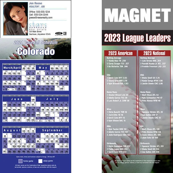 Full color pro baseball schedule strip magnets.... from ASI 46719 Corner Lot Marketing Inc / CLMPromotions