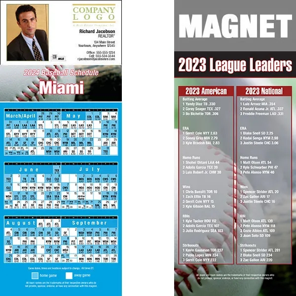 Full color pro baseball schedule strip magnets.... from ASI 46719 Corner Lot Marketing Inc / CLMPromotions