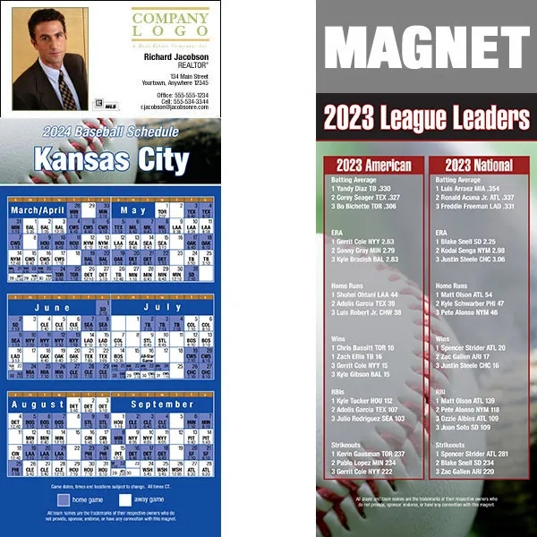 Full color pro baseball schedule strip magnets.... from ASI 46719 Corner Lot Marketing Inc / CLMPromotions