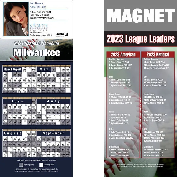 Full color pro baseball schedule strip magnets.... from ASI 46719 Corner Lot Marketing Inc / CLMPromotions