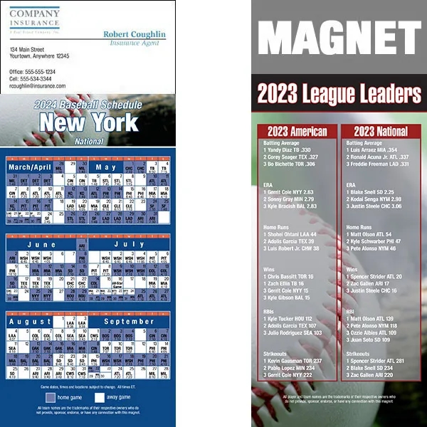 Full color pro baseball schedule strip magnets.... from ASI 46719 Corner Lot Marketing Inc / CLMPromotions
