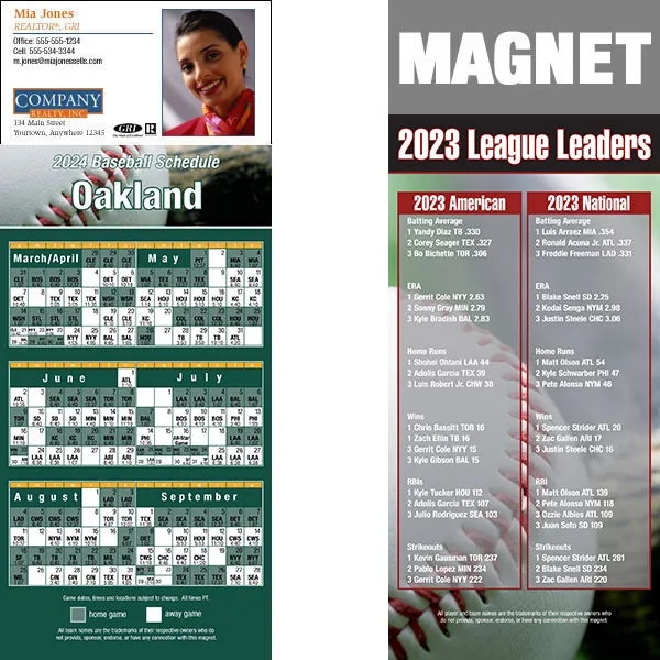 Full color pro baseball schedule strip magnets.... from ASI 46719 Corner Lot Marketing Inc / CLMPromotions