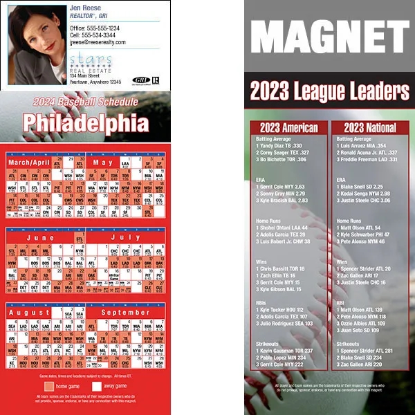 Full color pro baseball schedule strip magnets.... from ASI 46719 Corner Lot Marketing Inc / CLMPromotions