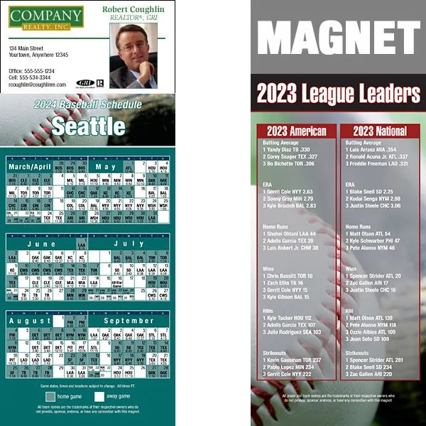 Full color pro baseball schedule strip magnets.... from ASI 46719 Corner Lot Marketing Inc / CLMPromotions