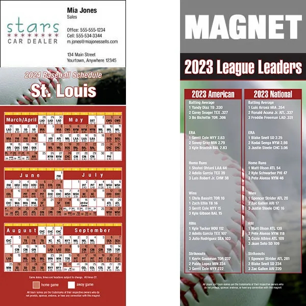 Full color pro baseball schedule strip magnets.... from ASI 46719 Corner Lot Marketing Inc / CLMPromotions