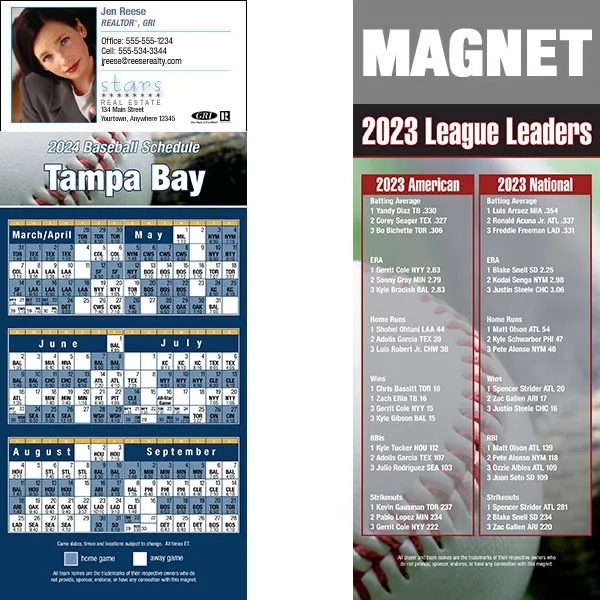 Full color pro baseball schedule strip magnets.... from ASI 46719 Corner Lot Marketing Inc / CLMPromotions